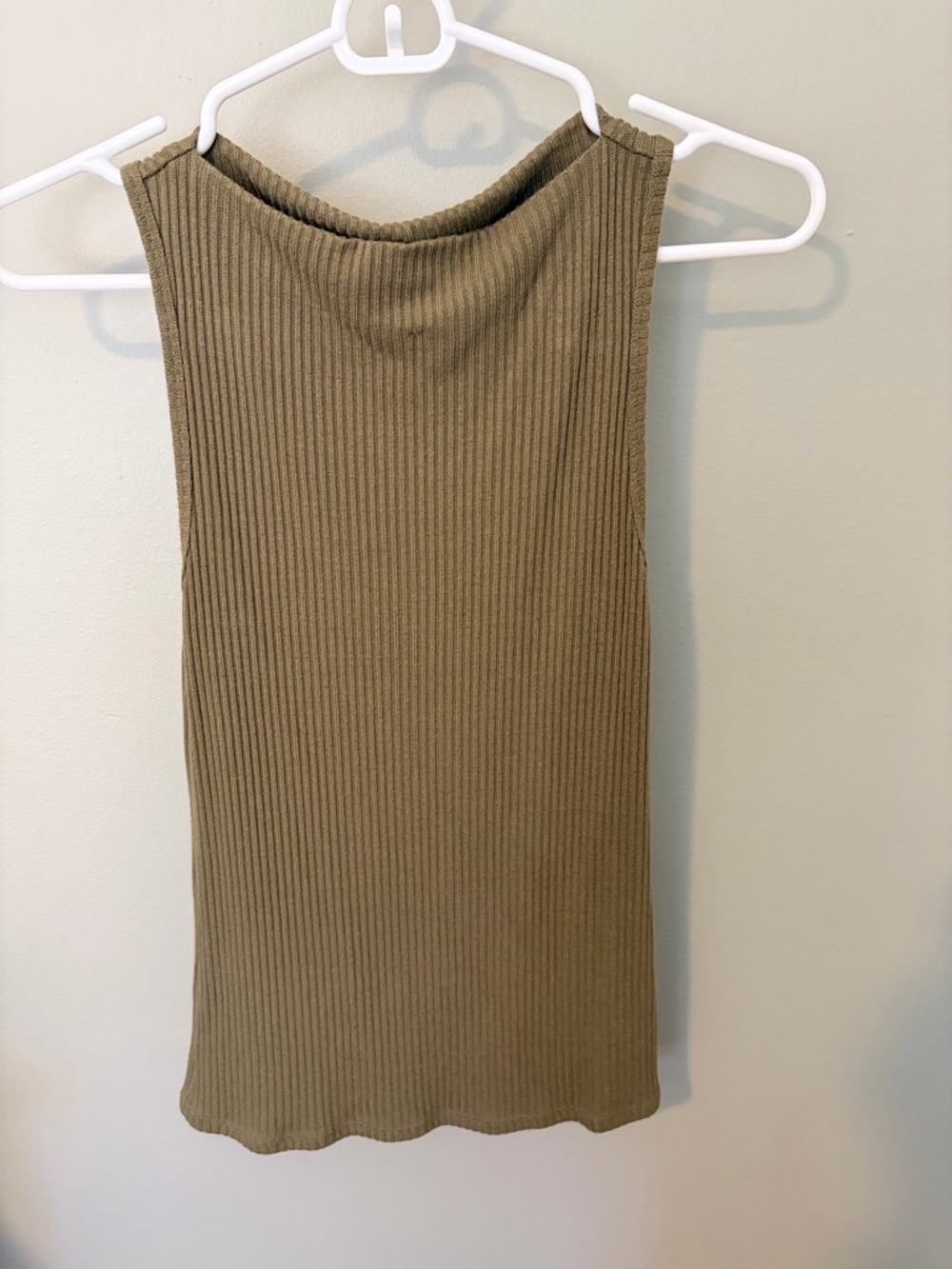 J. Crew Olive Ribbed High-Neck Tank